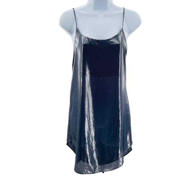 ASOS Silver Metallic Lightweight Spaghetti Strap Bare Back Dress Women Sz XS NWT - Picture 1 of 8